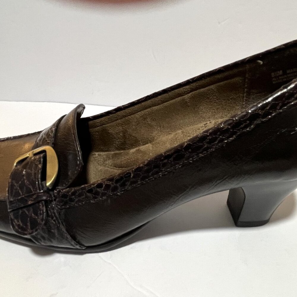 Aerosoles Heelrest Brown Marianne Stack Heel Buckle Oxford Loafer 8-1/2M NOS - Picture 7 of 8